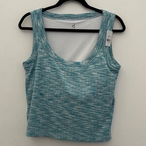NWT Lou & Grey Blue Spacedye Ribbed Bra Tank Top Size XL